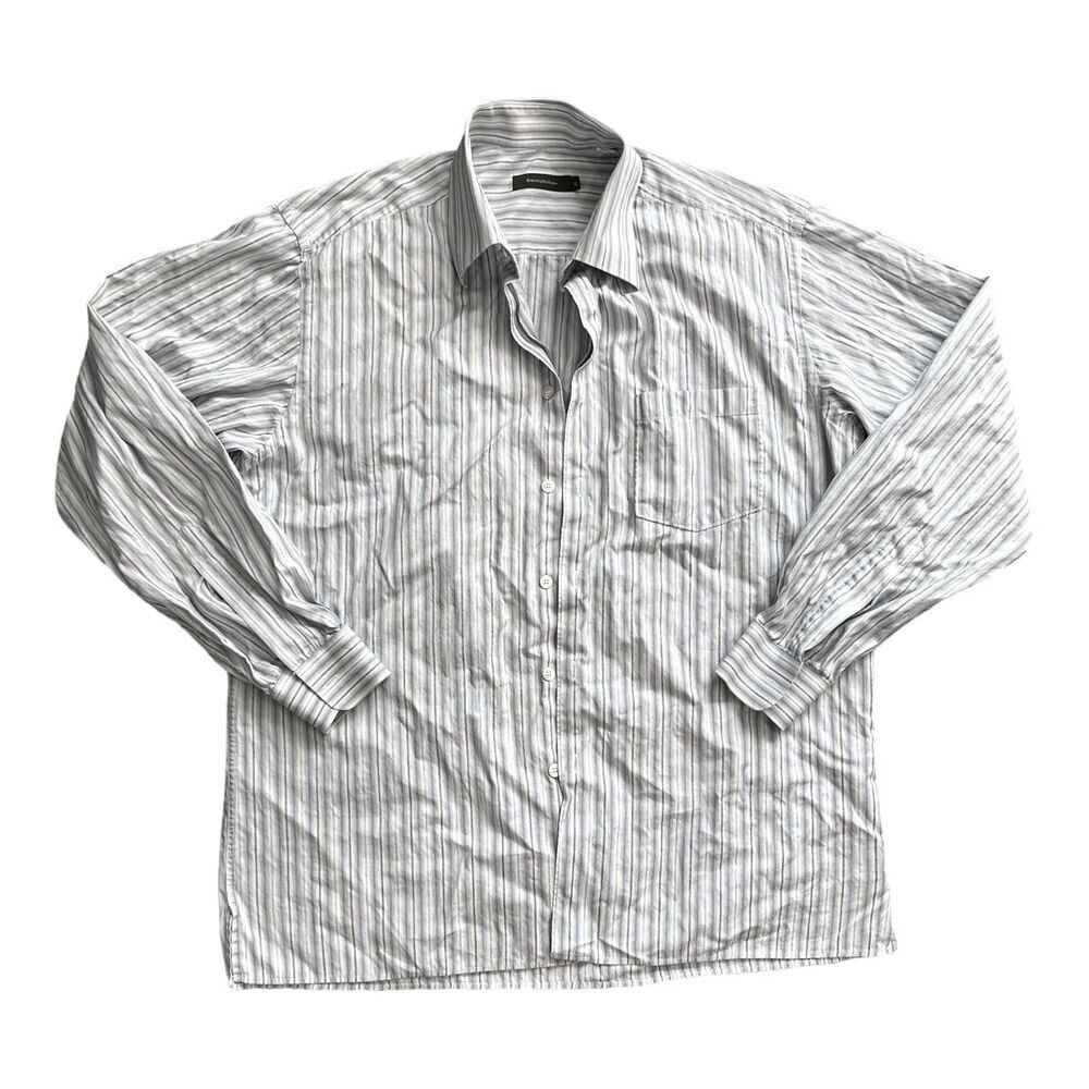 Ermenegildo Zegna Blue Striped Cotton Dress Shirt XL